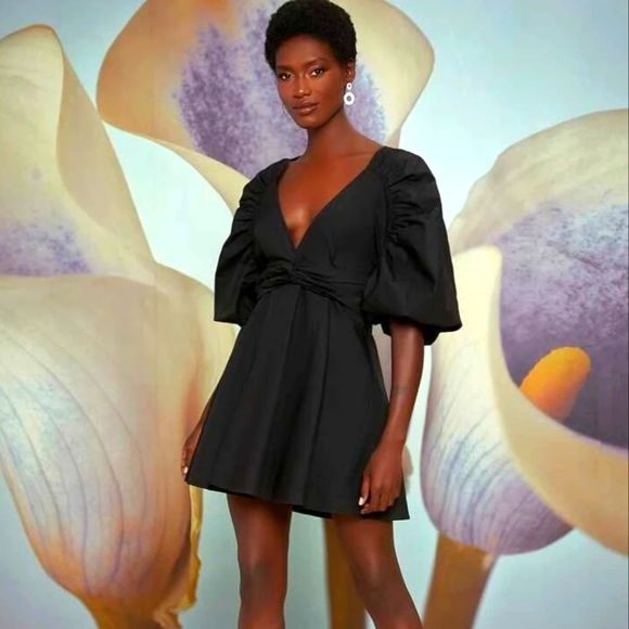 Lantern Sleeves Mini Dress - Picture 1 of 6